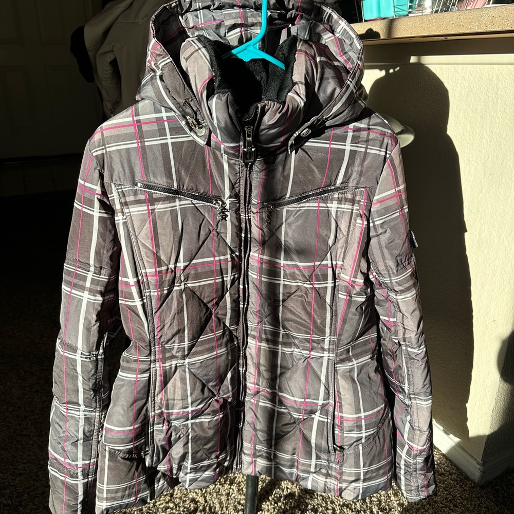 Plaid Puffer Jacket with Hood